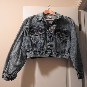 Vintage ADA Paris acid wash cropped Jean Jacket size L